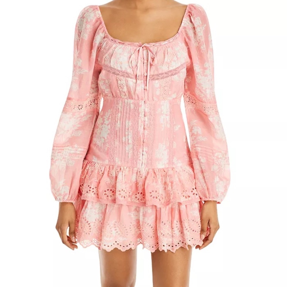 LoveShackFancy Tayton Floral Print Mini Dress - Size 4 - Picture 4 of 4